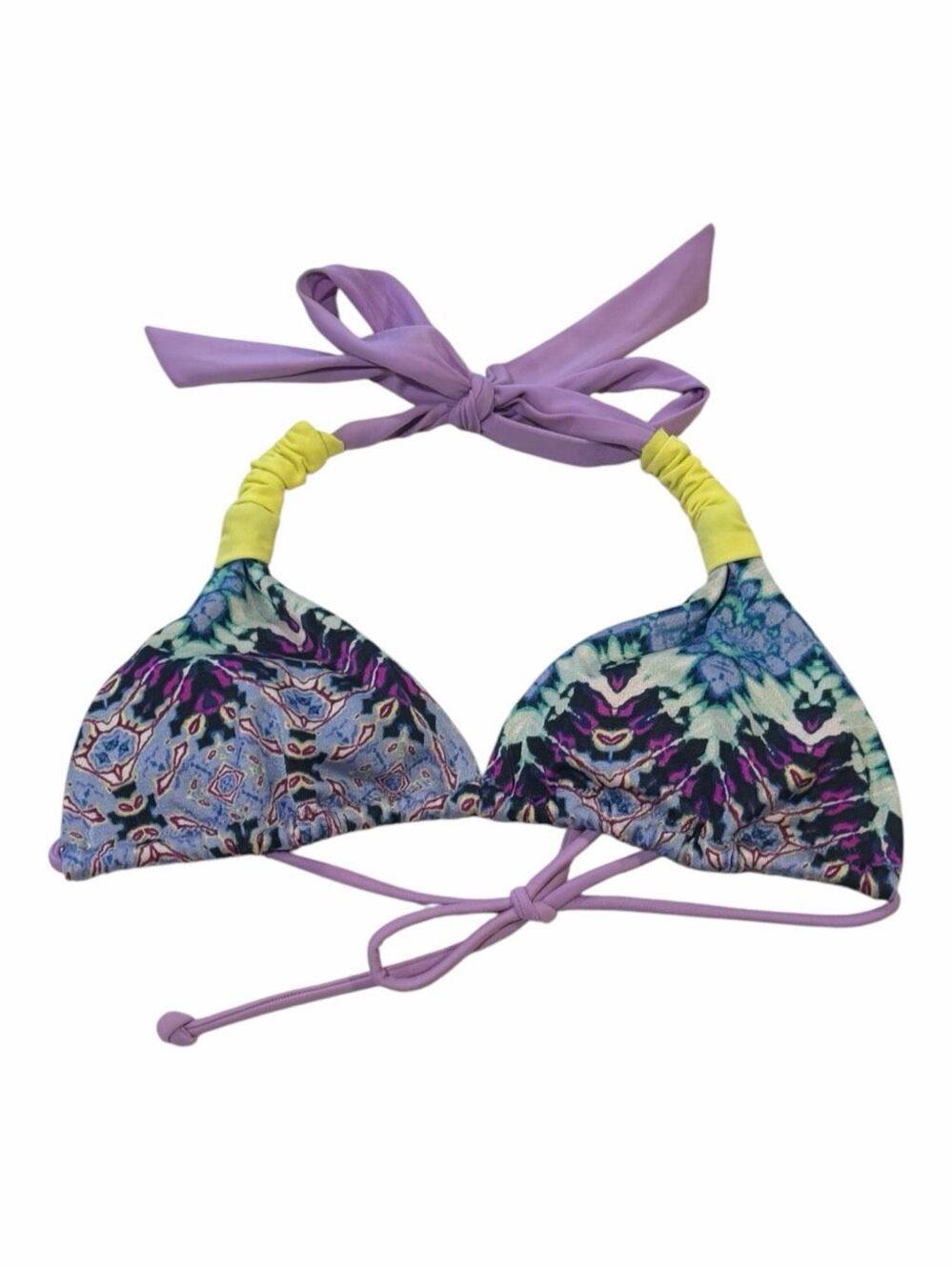 VICTORIA’S SECRET Triangle Halter Bikini Top Purple Multicolor Print Small